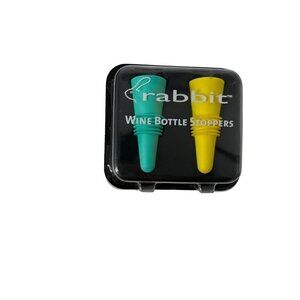 Rabbit Wine Bottle Stoppers Teal and Yellow